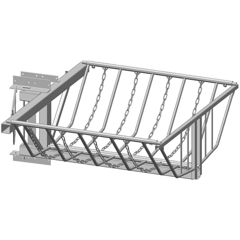 Pivoting hay rack with bars & chain