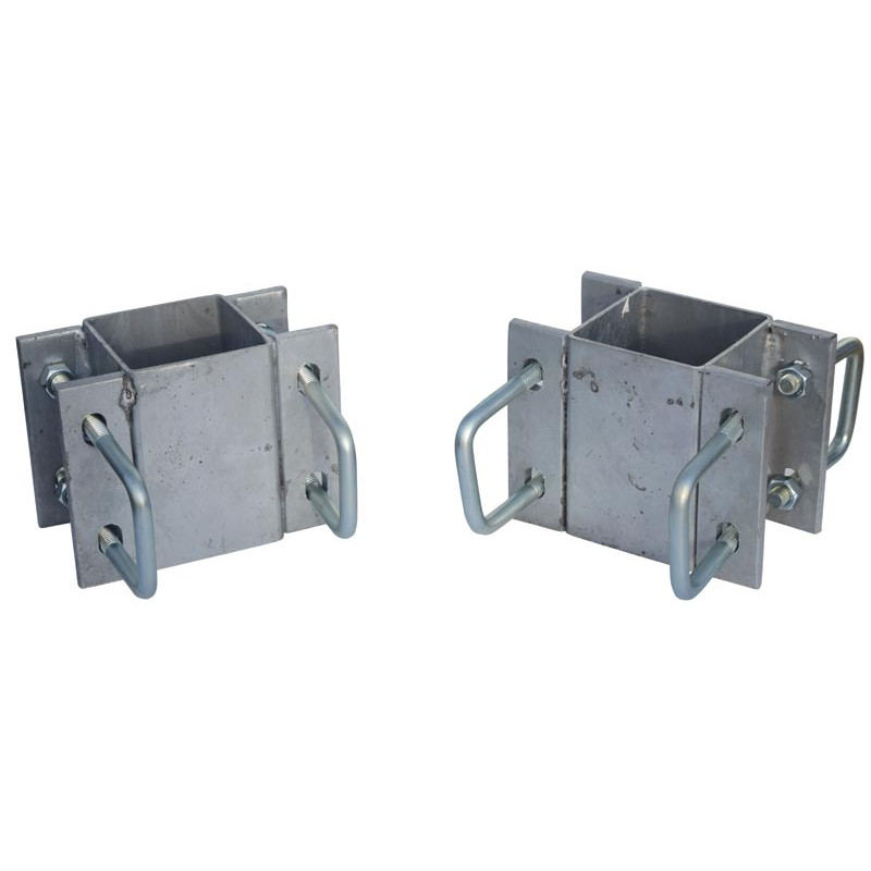 Fastening bracket with 8 square 60 mm U-bolts for square 80 x 80 mm posts