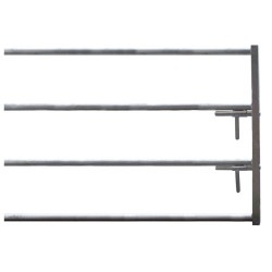 4-rail front end with two stamped locks for stall barrier