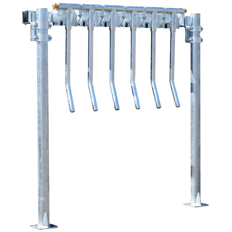 Finger gate unit with Ø 102 mm post on a mounting plate