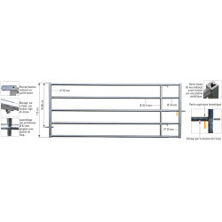 3/4 m extendable Ø 42.4 mm field gates with one latch 3/4 m extendable Ø 42.4 mm field gates with one latch