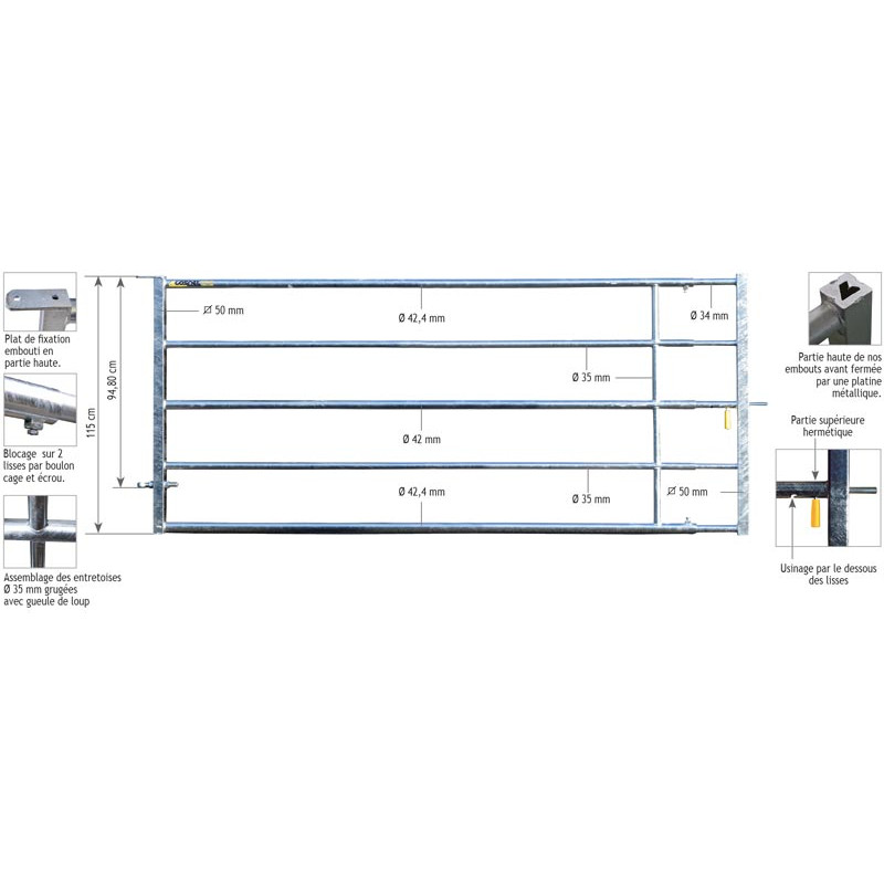 2/3 m extendable Ø 42.4/35 mm field gates with one latch 2/3 m extendable Ø 42.4/35 mm field gates with one latch