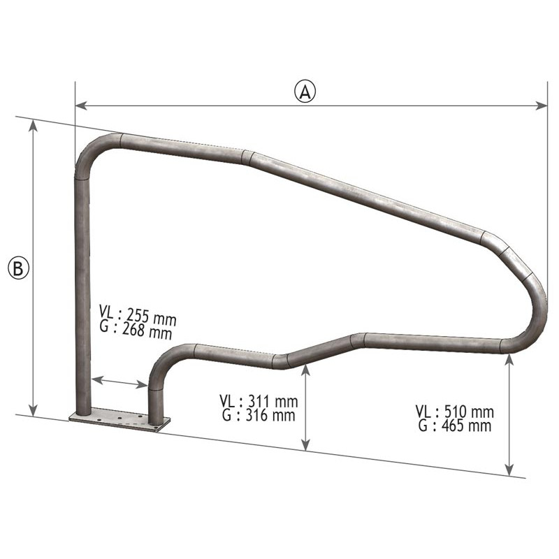 Single foot on cubicle divider on a mounting plate for adult cows