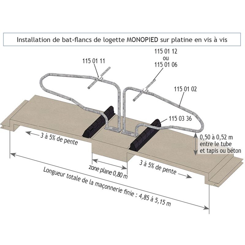 Single-foot cubicle divider on a mounting plate for heifers Single-foot cubicle divider on a mounting plate for heifers