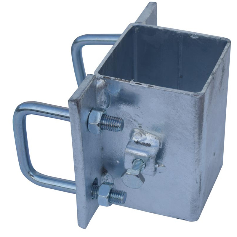 Fastening bracket with 4 square 60 mm U-bolts for square 80 x 80 mm posts Fastening bracket with 4 square 60 mm U-bolts for square 80 x 80 mm posts