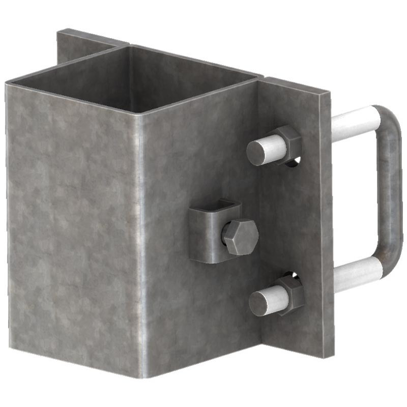 Fastening bracket with 4 square 60 mm U-bolts for square 80 x 80 mm posts Fastening bracket with 4 square 60 mm U-bolts for square 80 x 80 mm posts