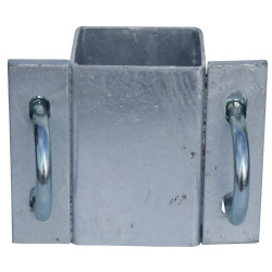 Fastening bracket with Ø 49 mm U-bolts for square 80 x 80 mm post Fastening bracket with Ø 49 mm U-bolts for square 80 x 80 mm post