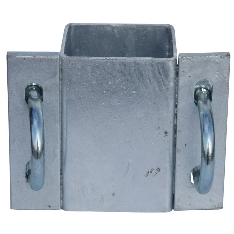 Fastening bracket with Ø 49 mm U-bolts for square 80 x 80 mm post Fastening bracket with Ø 49 mm U-bolts for square 80 x 80 mm post