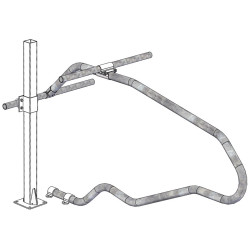 Fastening bracket with Ø 49 mm U-bolts for square 80 x 80 mm post Fastening bracket with Ø 49 mm U-bolts for square 80 x 80 mm post