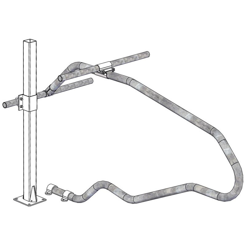 Fastening bracket with Ø 49 mm U-bolts for square 80 x 80 mm post Fastening bracket with Ø 49 mm U-bolts for square 80 x 80 mm post