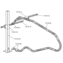 Fastening bracket with Ø 49 mm U-bolts for square 80 x 80 mm post Fastening bracket with Ø 49 mm U-bolts for square 80 x 80 mm post
