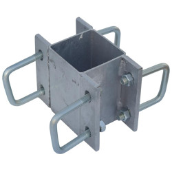 Fastening bracket with 8 square 60 mm U-bolts for square 80 x 80 mm posts