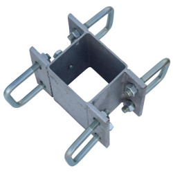 Fastening bracket with 8 square 60 mm U-bolts for square 80 x 80 mm posts