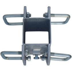 Fastening bracket with 8 square 60 mm U-bolts for square 80 x 80 mm posts