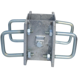 Fastening bracket with 8 square 60 mm U-bolts for square 80 x 80 mm posts