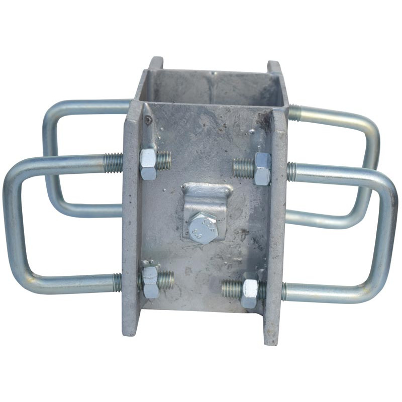 Fastening bracket with 8 square 60 mm U-bolts for square 80 x 80 mm posts