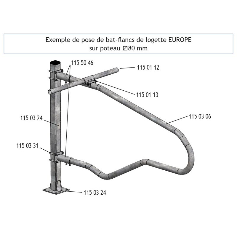 EUROPE cubicle divider for adult cows L. 2200 x h. 840 mm