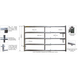 5-rail rear panel for 0.90/2 m stall barrier 