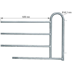 4-rail (Ø 48.3 mm) front end with man passage opening H. 1.15 m