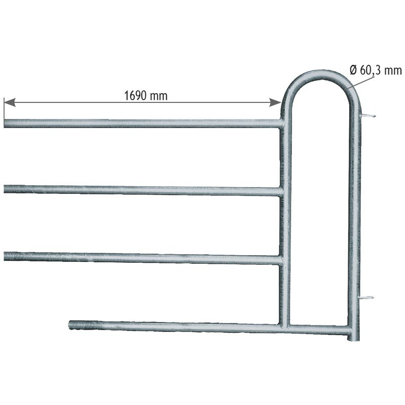 4-rail (Ø 48.3 mm) front end with man passage opening H. 1.15 m