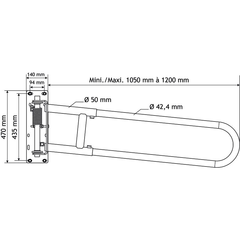 Extendable 2-rails anti-backing gate for animal opening or corridor