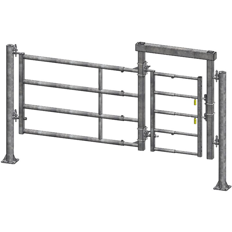 Extendable 5-rail gate with EASYLOCK latch for animals