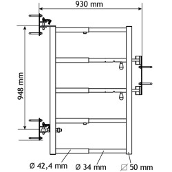 Extendable 5-rail gate with EASYLOCK latch for animals