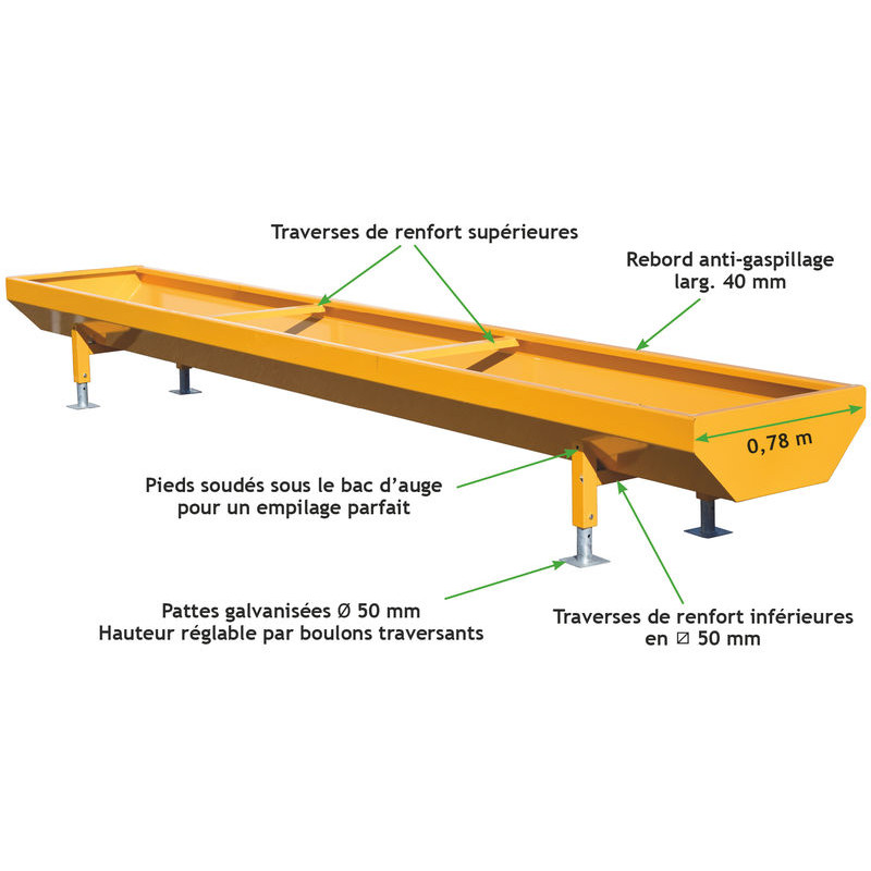 ECO 5 x 0.78 m painted feed trough ECO 5 x 0.78 m painted feed trough