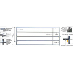 3/4 m extendable Ø 42.4 mm field gates with one latch 3/4 m extendable Ø 42.4 mm field gates with one latch