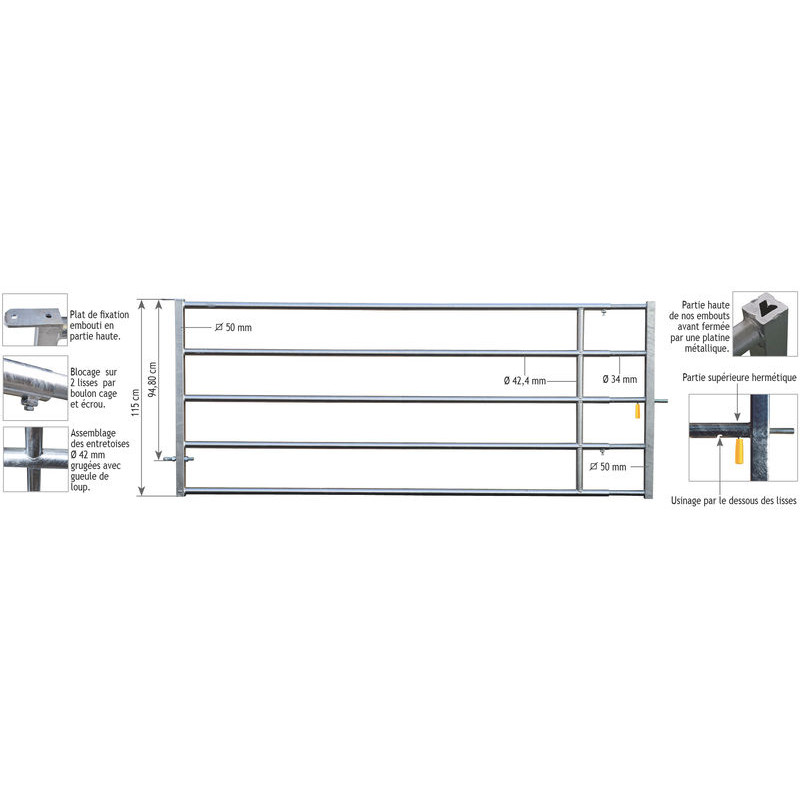 3/4 m extendable Ø 42.4 mm field gates with one latch 3/4 m extendable Ø 42.4 mm field gates with one latch