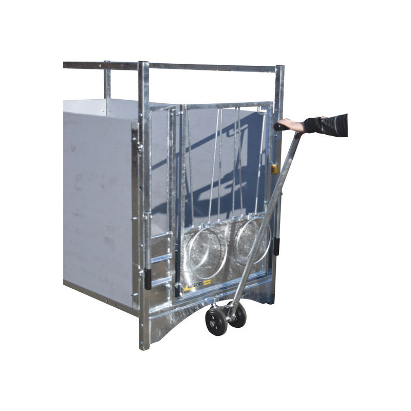 Swivel trolley to move wheeled boxes