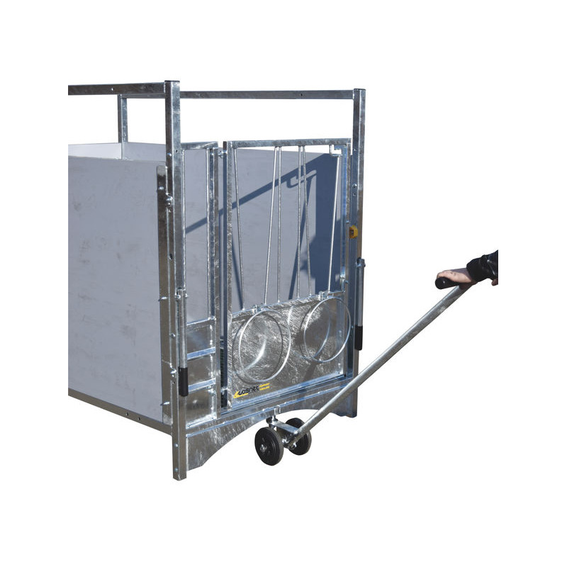 Swivel trolley to move wheeled boxes