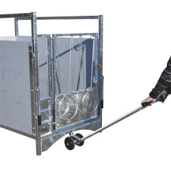 Swivel trolley to move wheeled boxes
