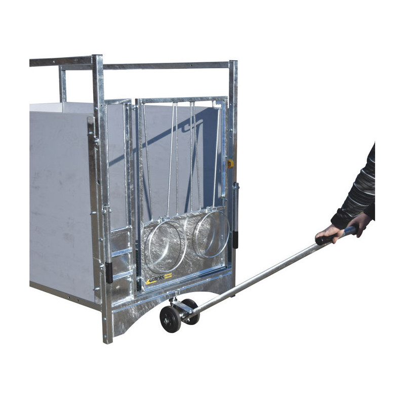 Swivel trolley to move wheeled boxes