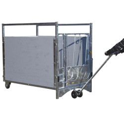 Swivel trolley to move wheeled boxes