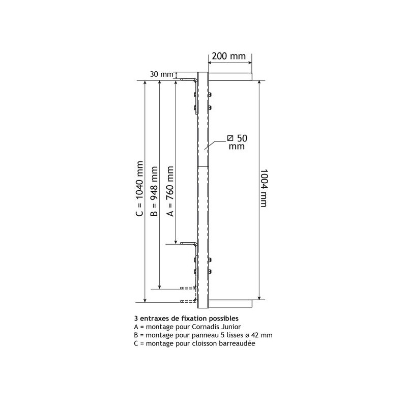 Adjustable end piece for ø42,4mm barred partition Adjustable end piece for ø42,4mm barred partition