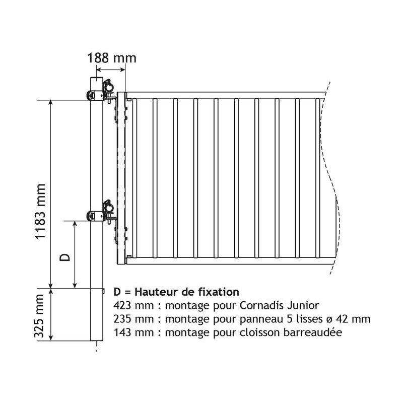 Adjustable end piece for ø42,4mm barred partition Adjustable end piece for ø42,4mm barred partition
