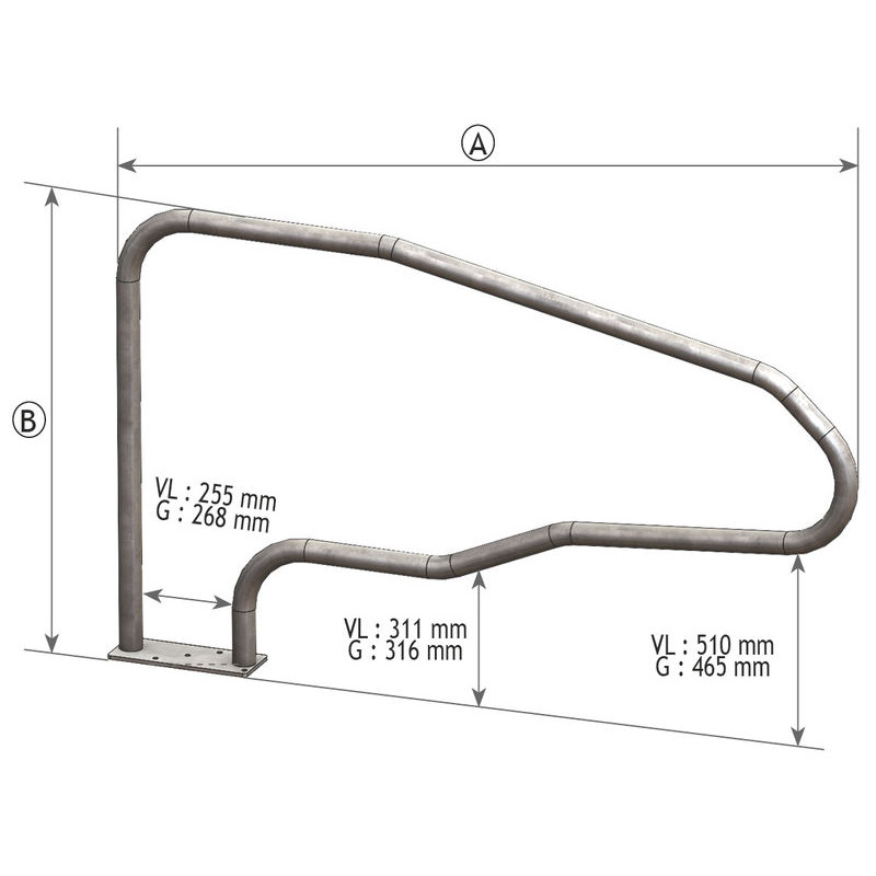 Single foot on cubicle divider on a mounting plate for adult cows