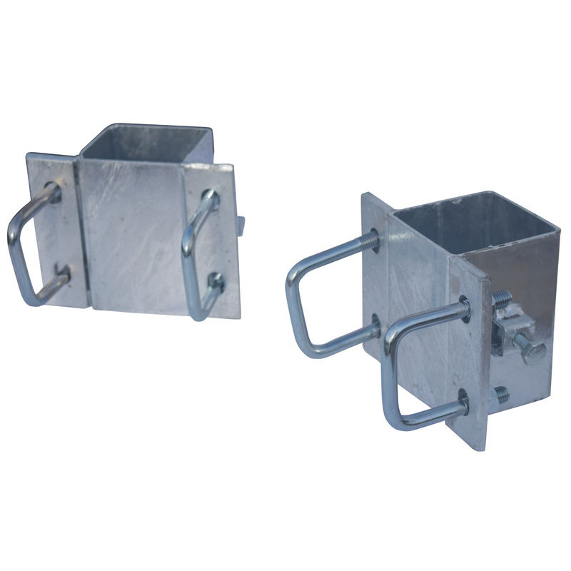 Fastening bracket with 4 square 60 mm U-bolts for square 80 x 80 mm posts Fastening bracket with 4 square 60 mm U-bolts for square 80 x 80 mm posts