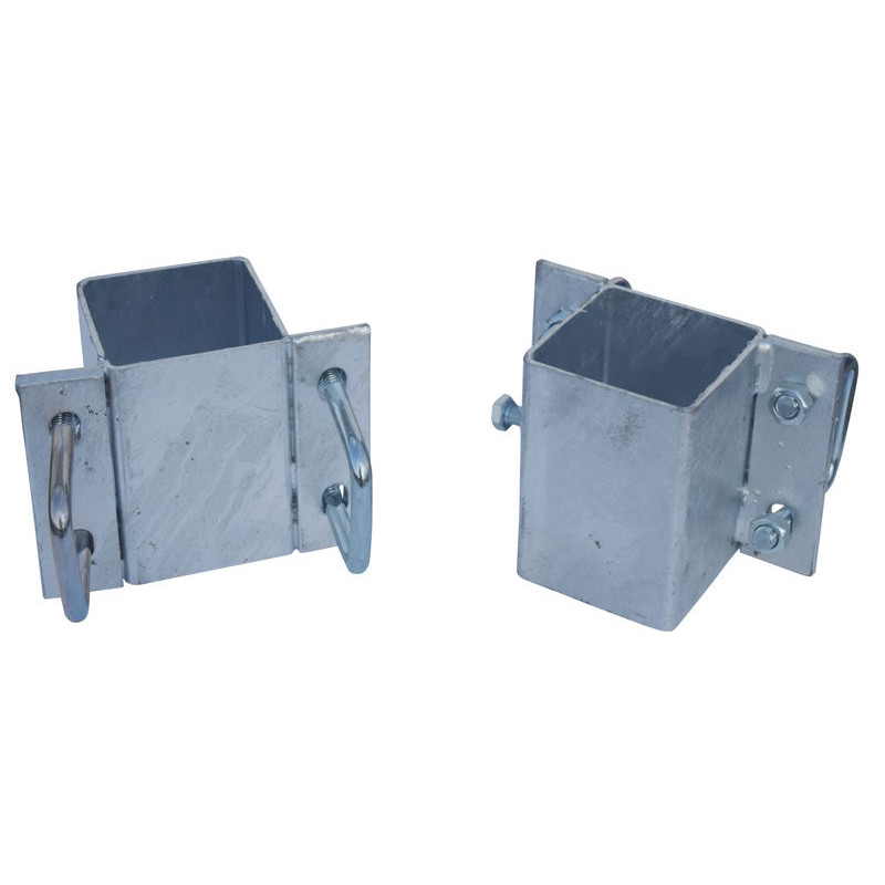 Fastening bracket with 4 square 60 mm U-bolts for square 80 x 80 mm posts Fastening bracket with 4 square 60 mm U-bolts for square 80 x 80 mm posts