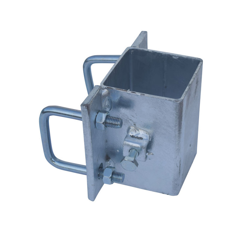 Fastening bracket with 4 square 60 mm U-bolts for square 80 x 80 mm posts Fastening bracket with 4 square 60 mm U-bolts for square 80 x 80 mm posts