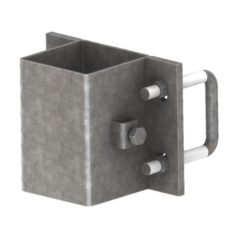 Fastening bracket with 4 square 60 mm U-bolts for square 80 x 80 mm posts Fastening bracket with 4 square 60 mm U-bolts for square 80 x 80 mm posts
