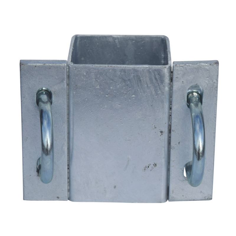 Fastening bracket with Ø 49 mm U-bolts for square 80 x 80 mm post