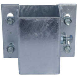 Fastening bracket with Ø 49 mm U-bolts for square 80 x 80 mm post