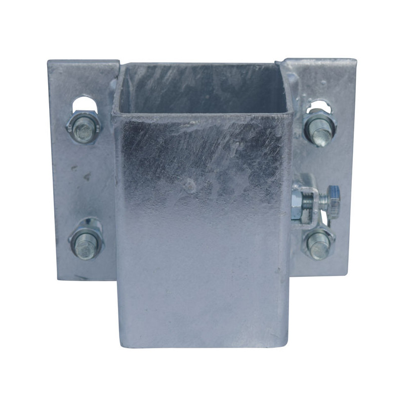 Fastening bracket with Ø 49 mm U-bolts for square 80 x 80 mm post