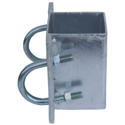 Fastening bracket with Ø 49 mm U-bolts for square 80 x 80 mm post