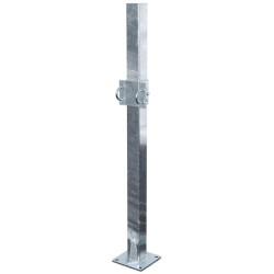 Fastening bracket with Ø 49 mm U-bolts for square 80 x 80 mm post