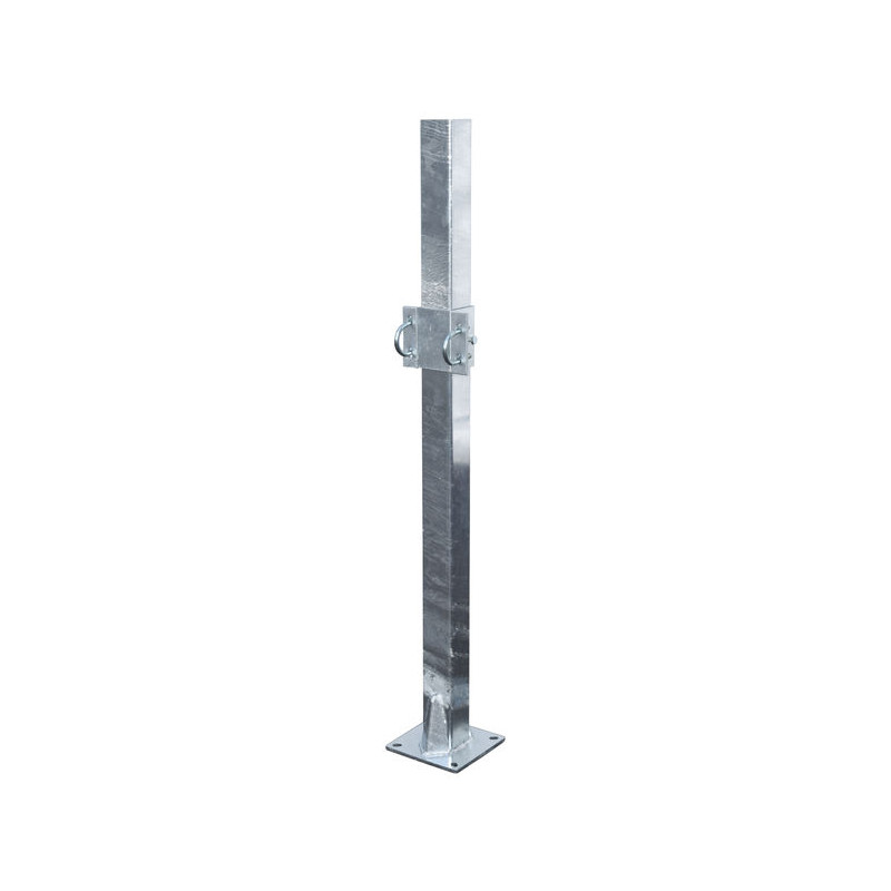 Fastening bracket with Ø 49 mm U-bolts for square 80 x 80 mm post