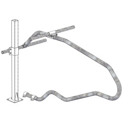 Fastening bracket with Ø 49 mm U-bolts for square 80 x 80 mm post