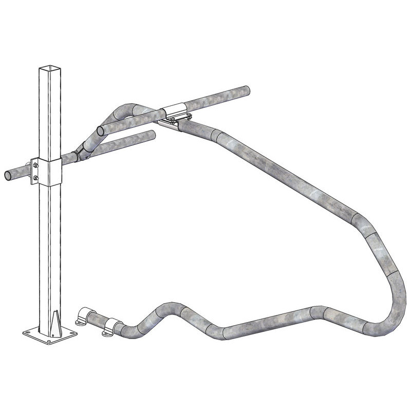 Fastening bracket with Ø 49 mm U-bolts for square 80 x 80 mm post